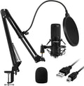USB Microphone, EPTISON 192kHZ/24bit Professional PC Podcast Streaming Cardioid Condenser Microphone Kit with Boom Arm, Shock Mount, Pop Filter, for Gaming, Recording, YouTube, Voice Over, Meeting Pack of 2