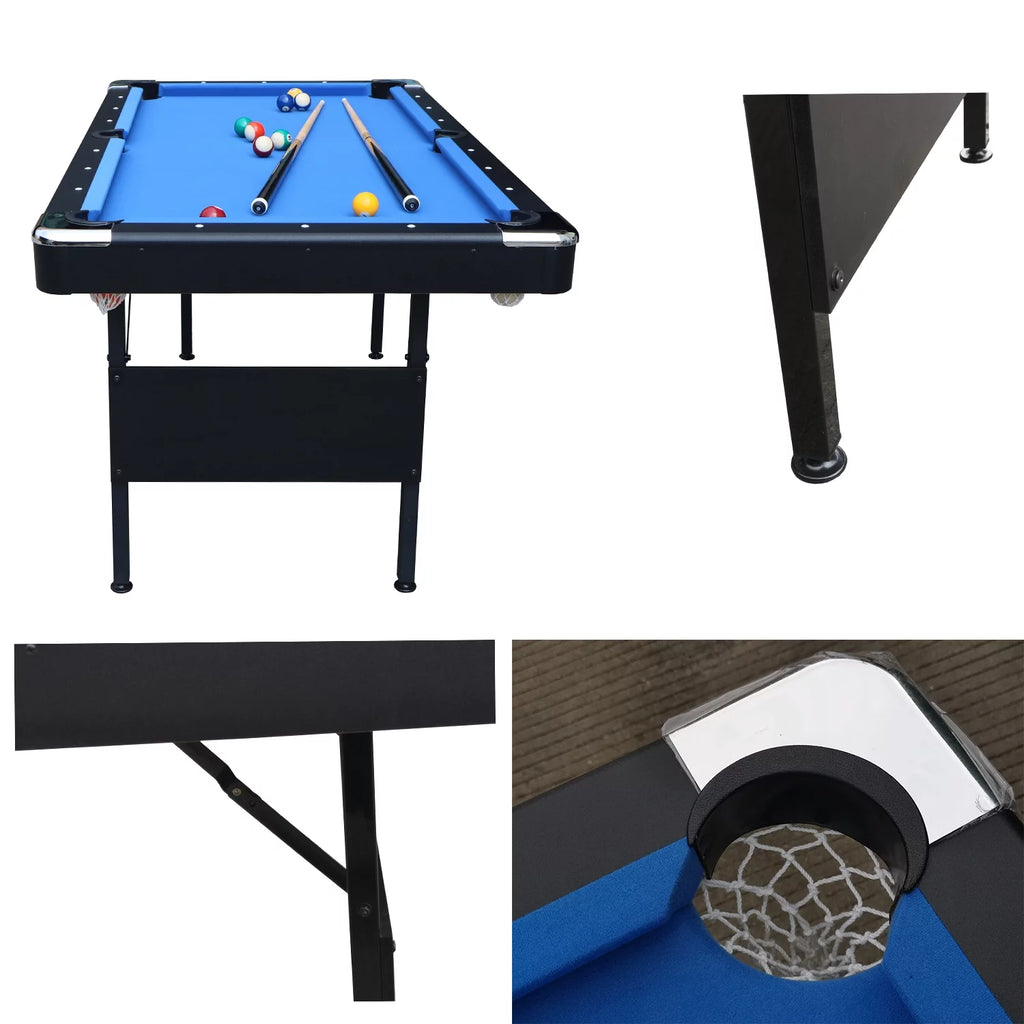 SEGMART 3 in 1 Billiards Table 5.5 ft Folding Pool Table with Accessories, Black Blue Felt A6150