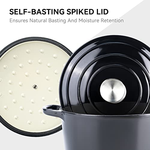 Miereirl 6 Quart Enameled Cast Iron Dutch Oven with Lid, Dark Blue P867