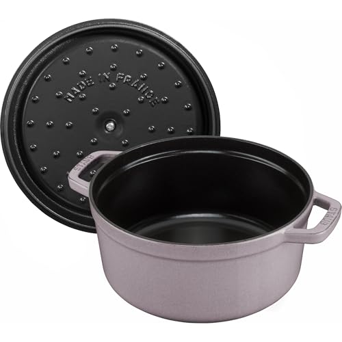 STAUB Cast Iron Dutch Oven 5.5-qt Round Cocotte, Black Matte P4487