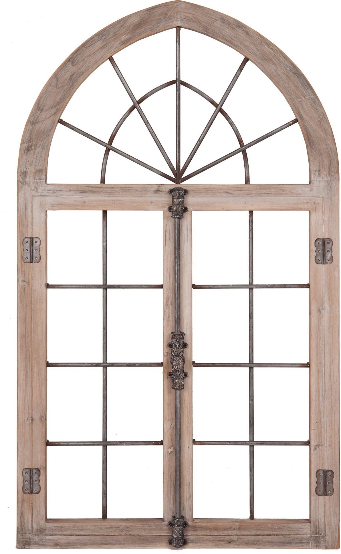 Patton Arched Cathedral Window Frame Wall Décor - Distressed Gray