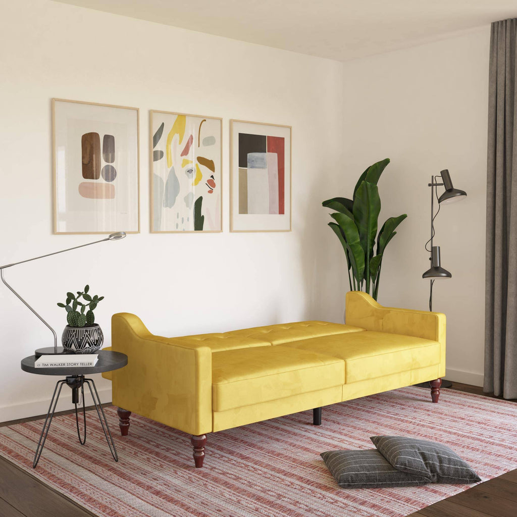 Novogratz Beatrice Coil Futon Convertible Sofa Bed Couch - Mustard E9732