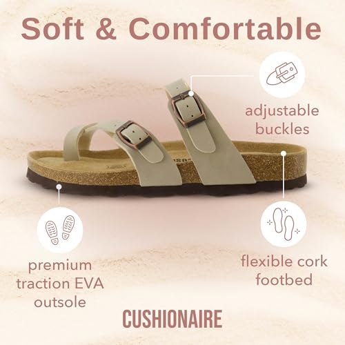CUSHIONAIRE Women's Luna Cork Footbed Sandal I795