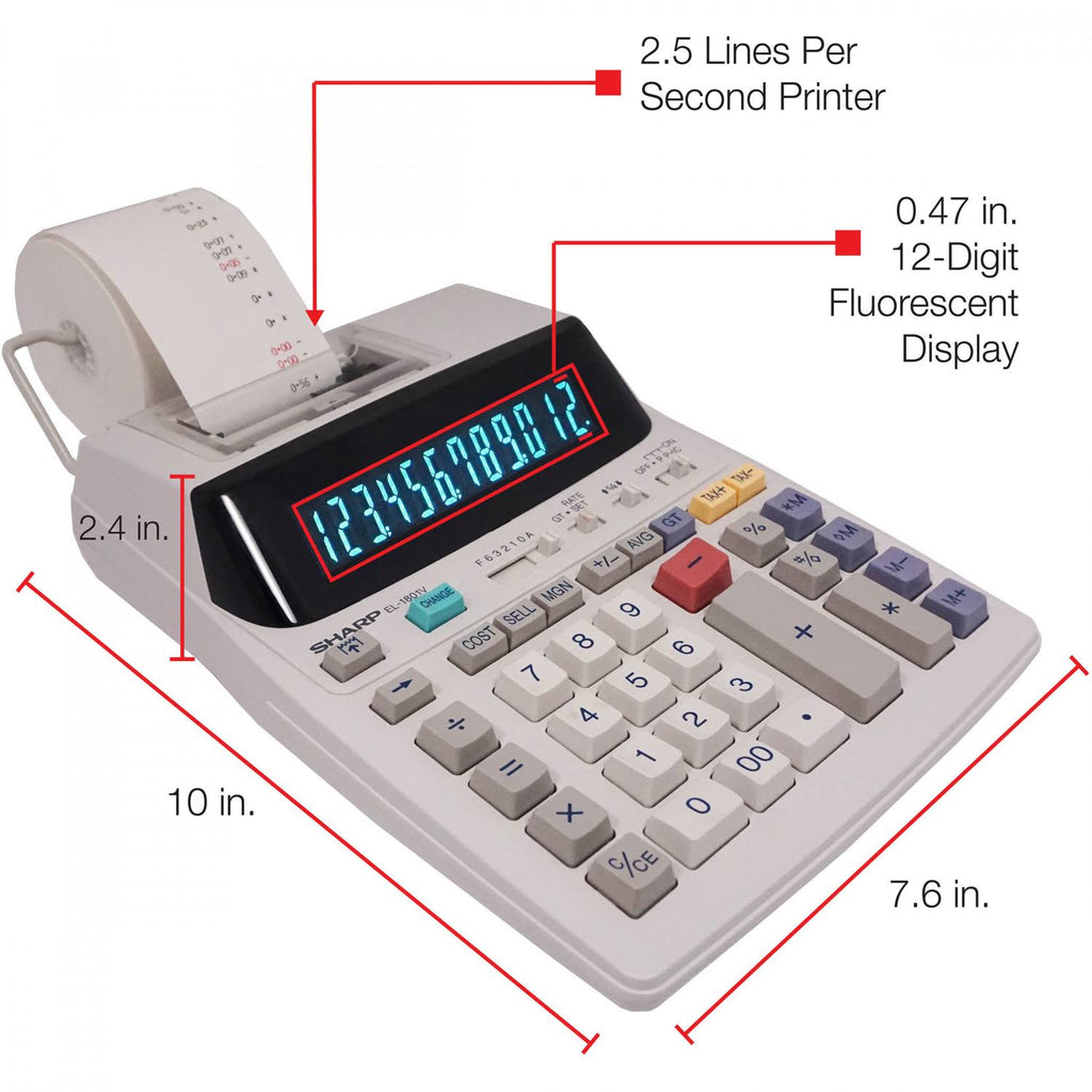 Sharp EL-1801V 12 Digit Printing Calculator D4881
