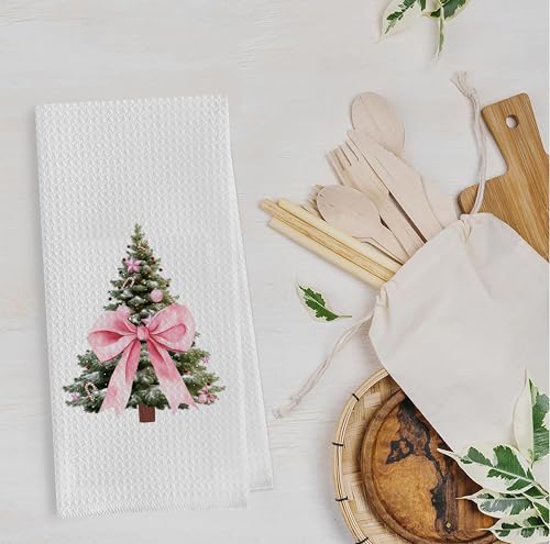 Christmas Tree Kitchen Towels - Neutral Christmas Hand Towels, 16 x 24 Inch V47794