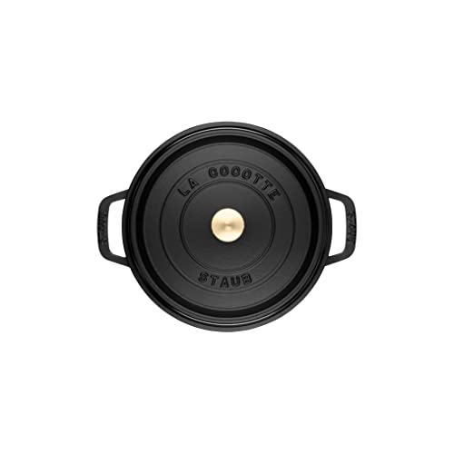 STAUB Cast Iron Dutch Oven 5.5-qt Round Cocotte, Black Matte P4487