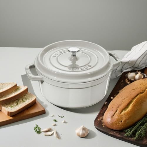 STAUB Cast Iron Dutch Oven 5.5-qt Round Cocotte, Black Matte P4487