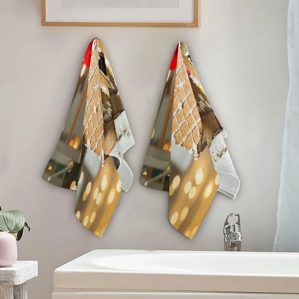 Gingerbread House Hand Towels 2 Pack, Christmas Kitchen Towel, Ultra Soft Absorbent, 28x15in F8924