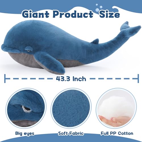Tezituor 51 inch Giant Whale Shark Stuffed Animal Plush Pillow M152089