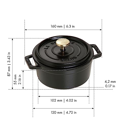 STAUB Cast Iron Dutch Oven 5.5-qt Round Cocotte, Black Matte P4487