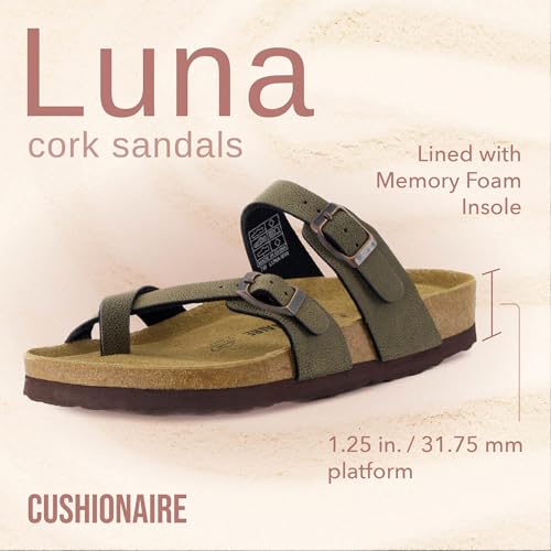 CUSHIONAIRE Women's Luna Cork Footbed Sandal I795