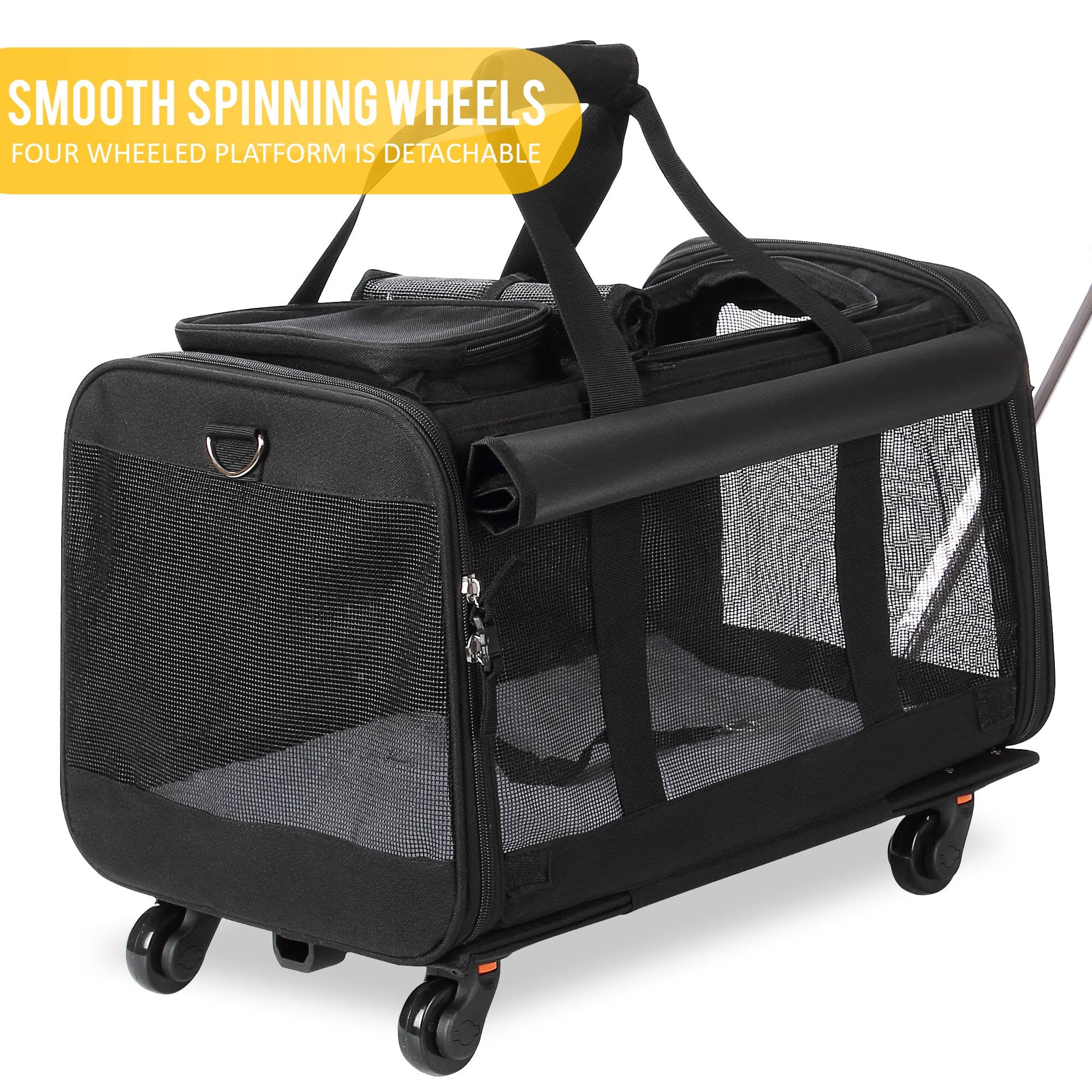 Kopeks Pet Carrier with Detachable Wheels for Small and Medium Dogs & Cats - Black K4459
