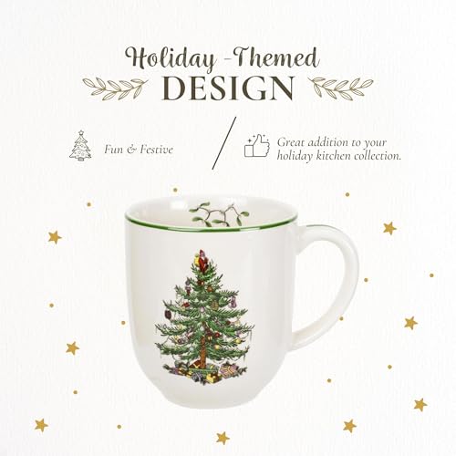 Spode Christmas Tree Cafe Mug 14 Oz Ceramic Holiday Coffee Mug T294