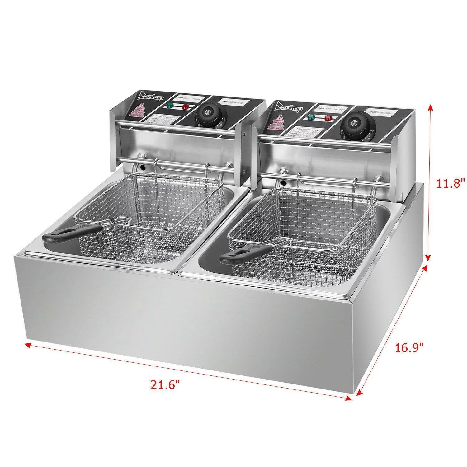 Electric Deep Fryer with 2 Stainless Steel Fry Baskets, 5000W, 12L A28092