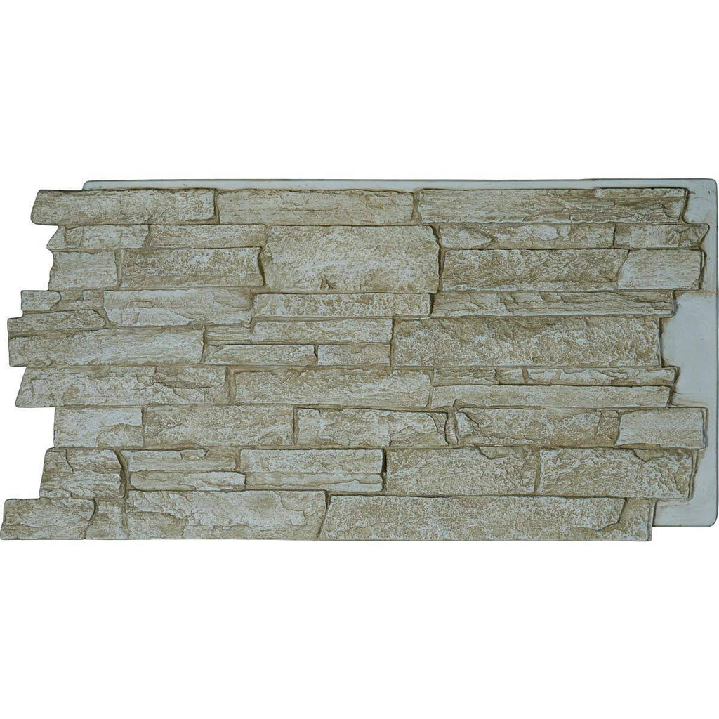 48 inchw x 24 inchh x 1 1/4 inchd Acadia Ledge Stacked Stone, Stonewall Faux Stone Siding PANEL, Sandstone