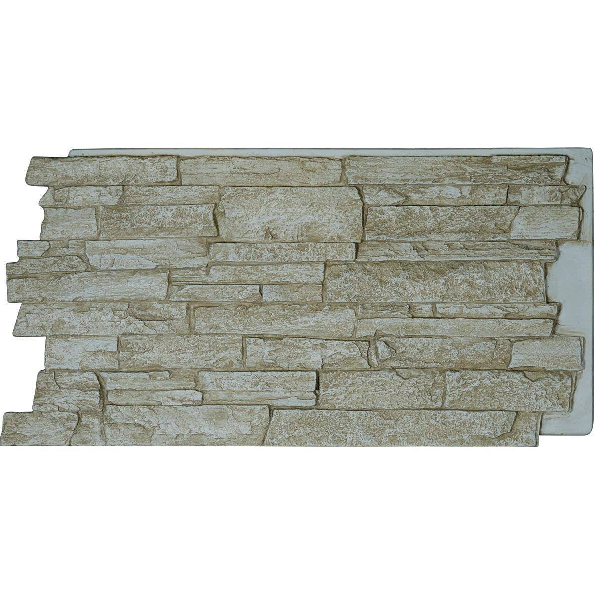 48 inchw x 24 inchh x 1 1/4 inchd Acadia Ledge Stacked Stone, Stonewall Faux Stone Siding PANEL, Sandstone
