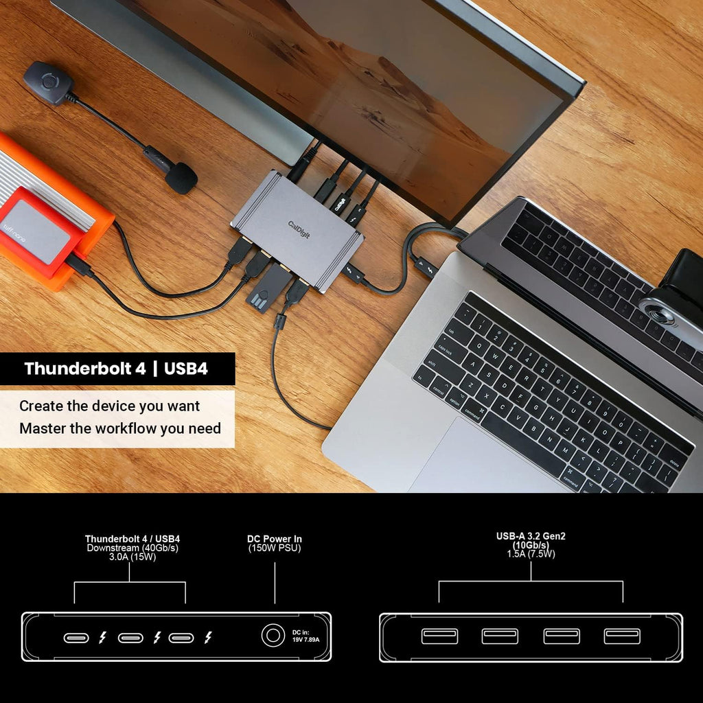 CalDigit Thunderbolt 4 Element Hub - 4X Thunderbolt 4/USB4, 4X USB 3.2 Gen2, 60W Charging N41354