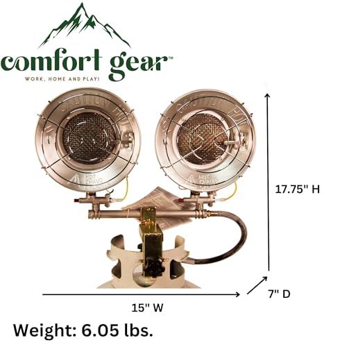 Comfort Gear Double Tank Top Portable Propane Radiant Heater, 30,000 BTUs, Outdoor Use Only A2041