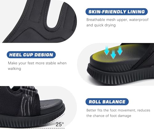 KuaiLu Men's Orthotic Sandals Athletic Recovery Slides with Arch Support Q91398