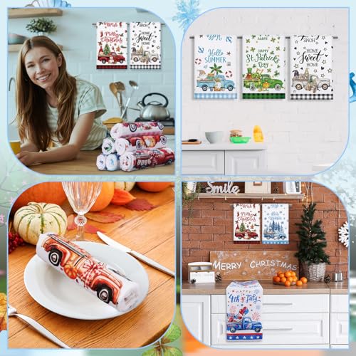 12 Pcs Seasonal Kitchen Towels Set Gnome Style Bright Color K6356