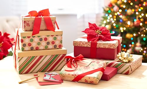 American Greetings Vintage Kraft Christmas Wrapping Paper Rolls, 4 Rolls, 80 sq. ft. D740