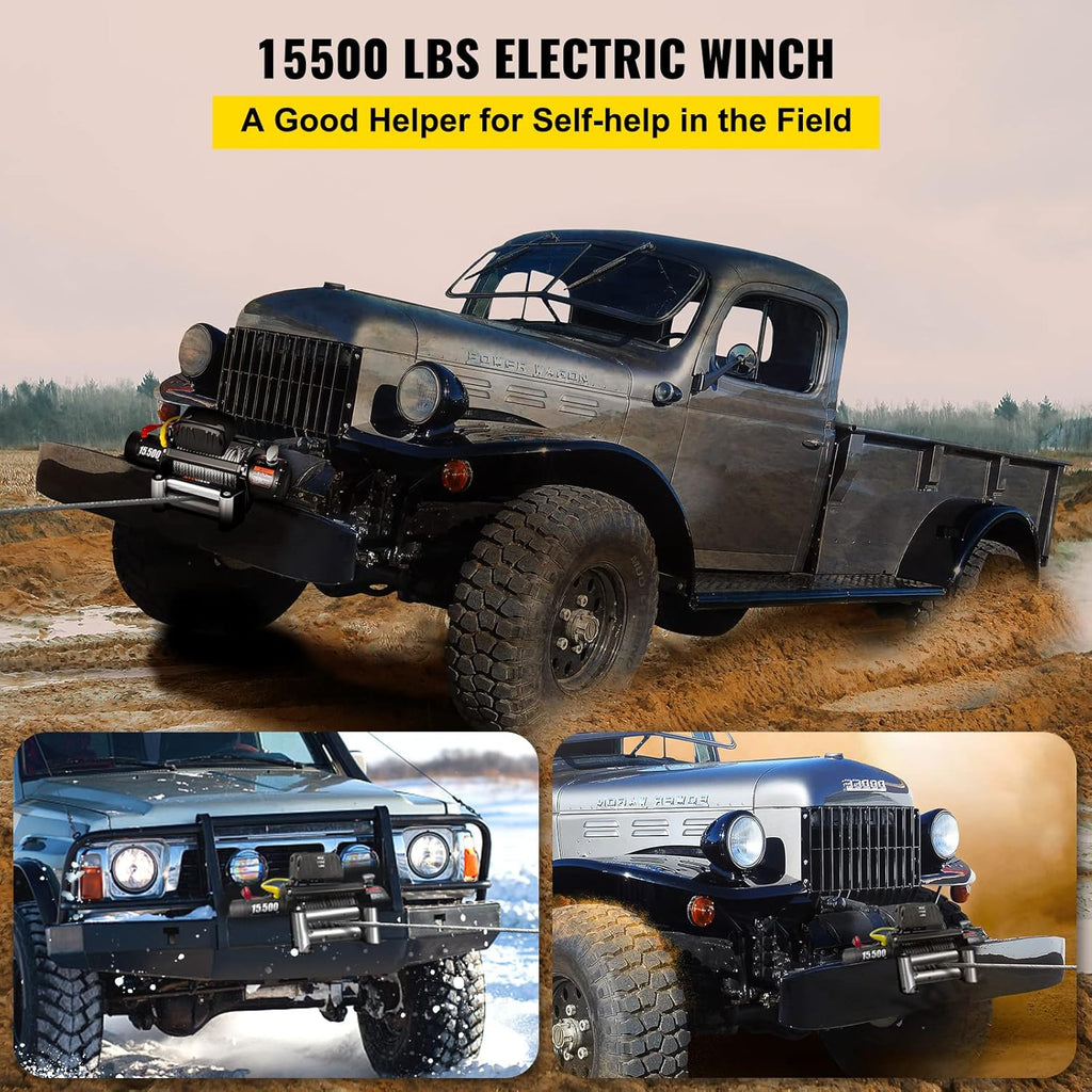 VEVOR Electric Winch 15500lb Truck Winch with Wireless Remote Control B633