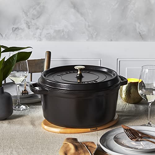 STAUB Cast Iron Dutch Oven 5.5-qt Round Cocotte, Black Matte P4487