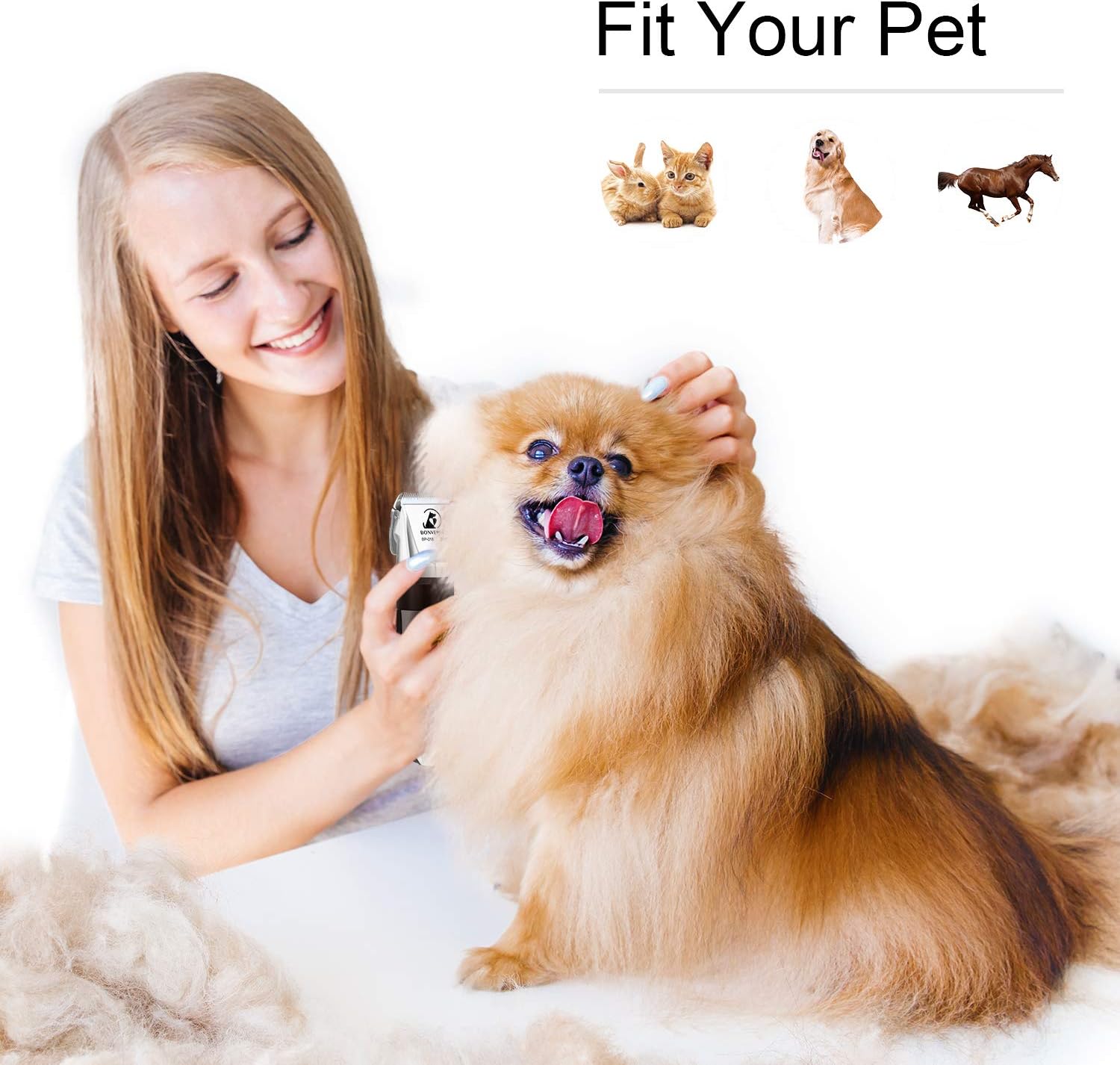 Bonve Pet Dog Clippers Cordless Rechargeable Grooming Kit for Thick Coats, 2 Pack V511