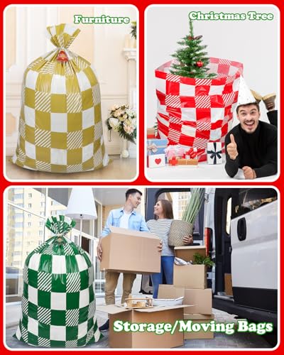 Christmas Gift Bags Assorted Sizes, 22pcs Drawstring Reusable Plastic D786