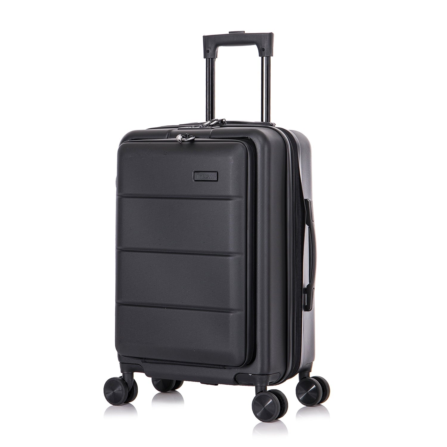 InUSA Elysian 20" Hardside Lightweight Luggage with Spinner Wheels, Handle, and Trolley, Black