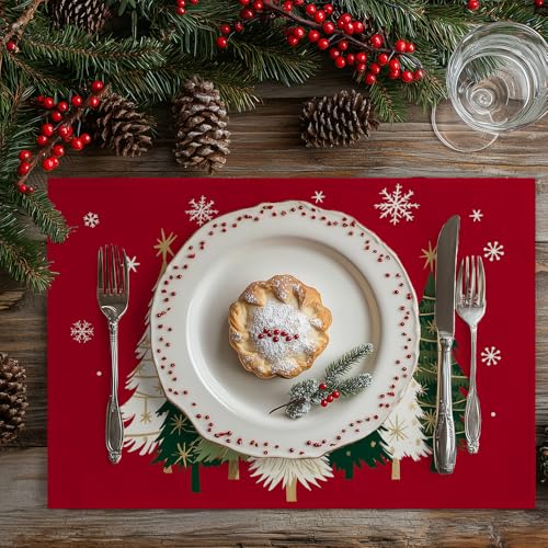 GEEORY Christmas Placemats 12x18 Inch Set of 4, Green Q397