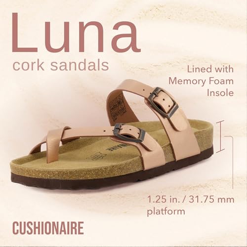 CUSHIONAIRE Women's Luna Cork Footbed Sandal I795