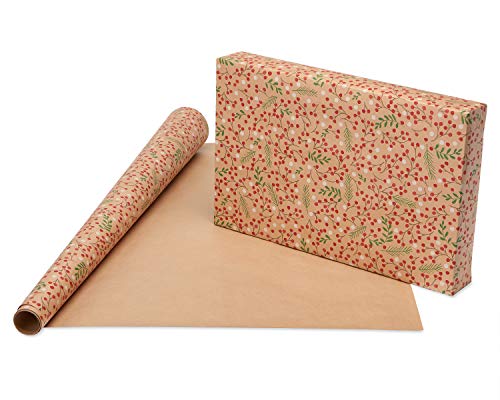 American Greetings Vintage Kraft Christmas Wrapping Paper Rolls, 4 Rolls, 80 sq. ft. D740