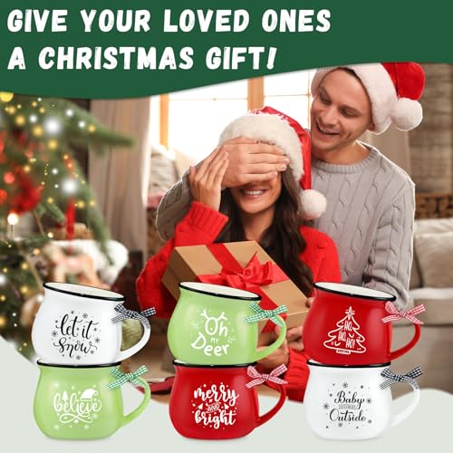 Classic Christmas Coffee Mug Set of 4, 12 oz Ceramic with Gift Box V15146