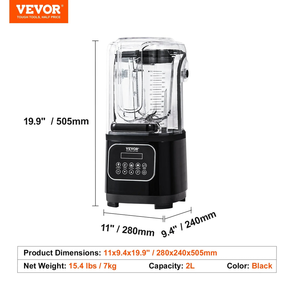 VEVOR Professional Blender with Shield - Commercial 68 oz Stainless Steel U694819