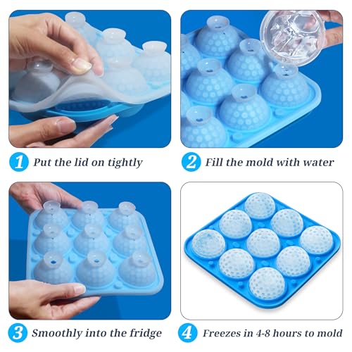 Sidosir Golf Ball Silicone Molds with Lid for Cake Decorations, 9-Cavity L16772
