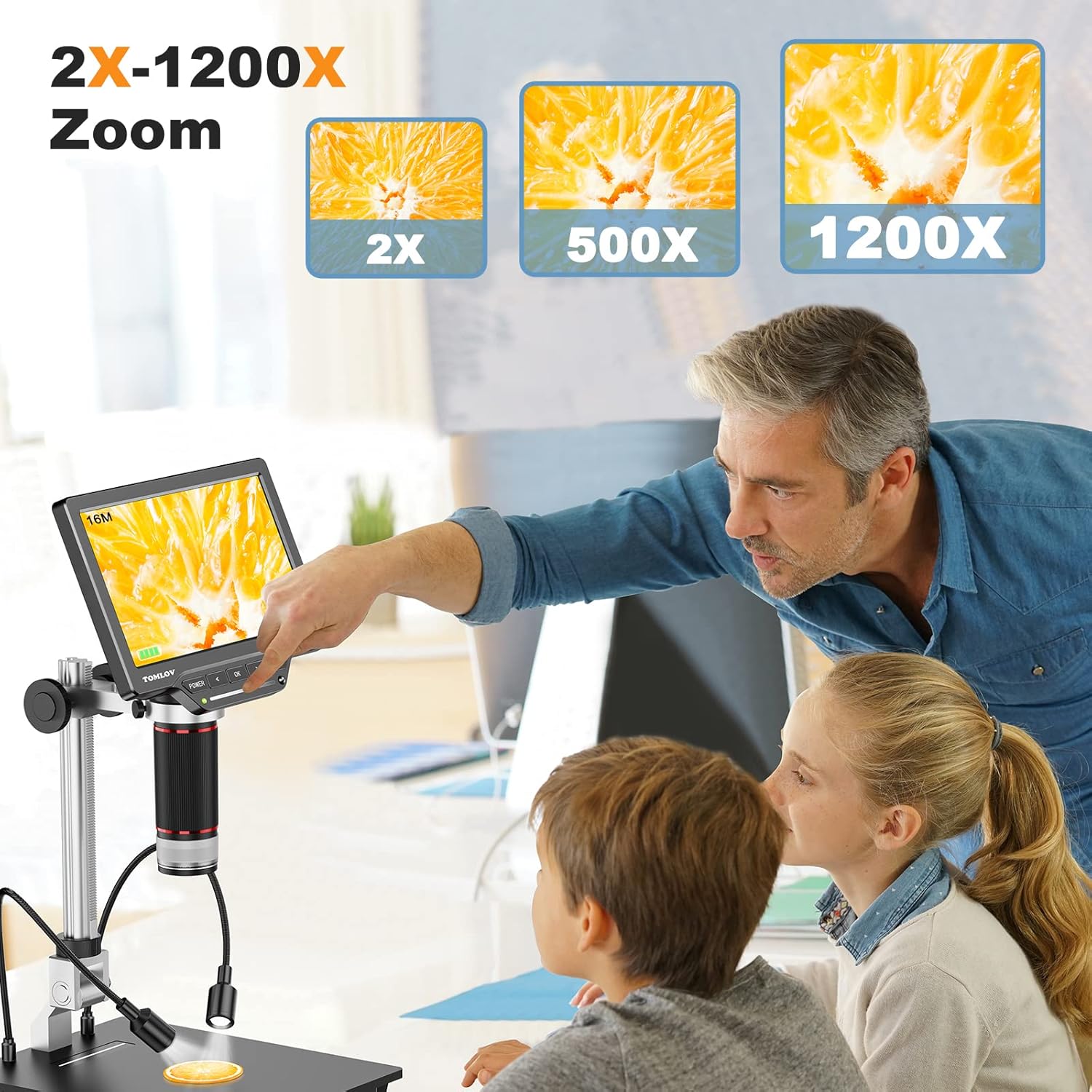 TOMLOV DM10 8.5'' Digital Microscope 50X-1300X with 12MP Camera, SD Card Included T857730