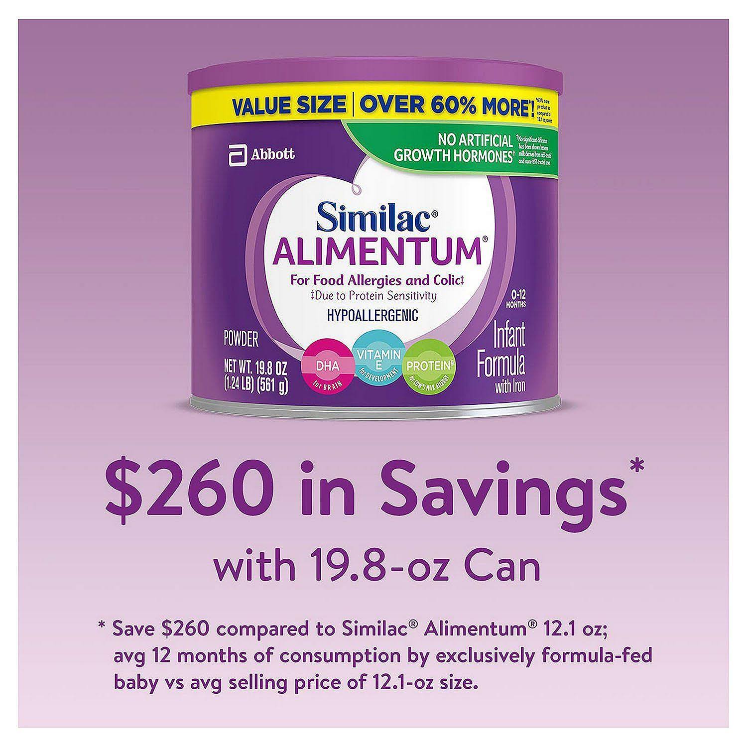 Similac Alimentum Hypoallergenic Baby Formula Powder, 4 Pack K929877