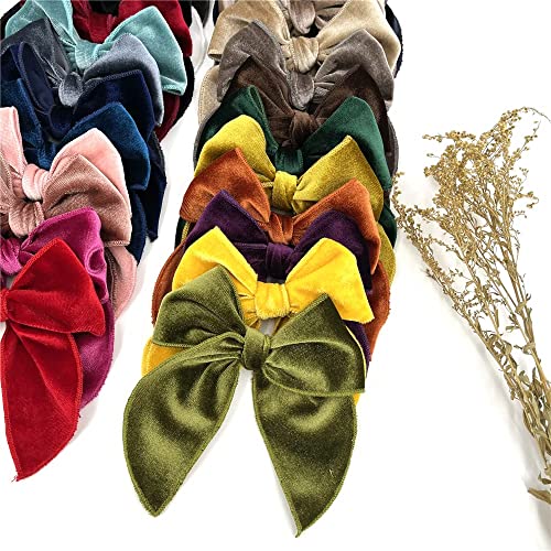 Large Velvet Fable Bow Hair Clips for Baby Girl Toddler Kids Women 12 PCS X8357
