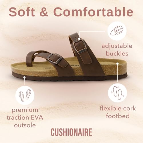 CUSHIONAIRE Women's Luna Cork Footbed Sandal I795