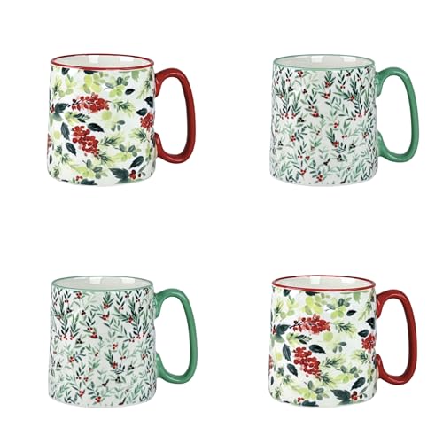 10 Strawberry Street Bella Holly Mug, Set of 4 X5937