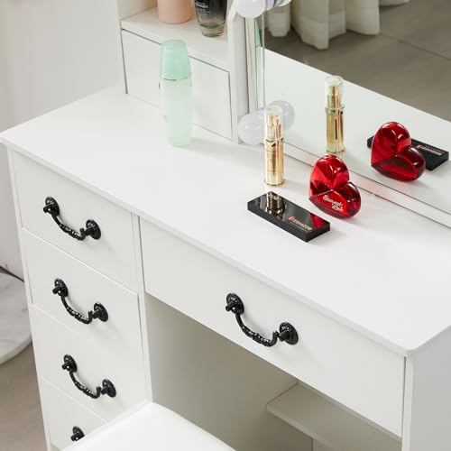 Vanity Desk with Mirror & Light, White (VAN-07) B735804