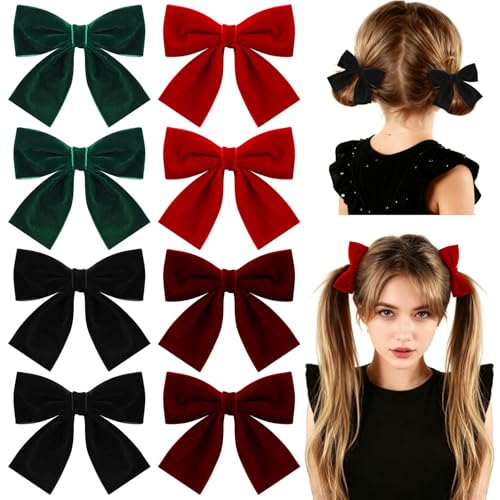8 Pcs Velvet Hair Bows for Girls with Alligator Clips W5207