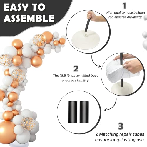 AerWo Balloon Arch Kit 9.35FT & 6FT with Gold Frame Stand for Wedding Party Decor C288064