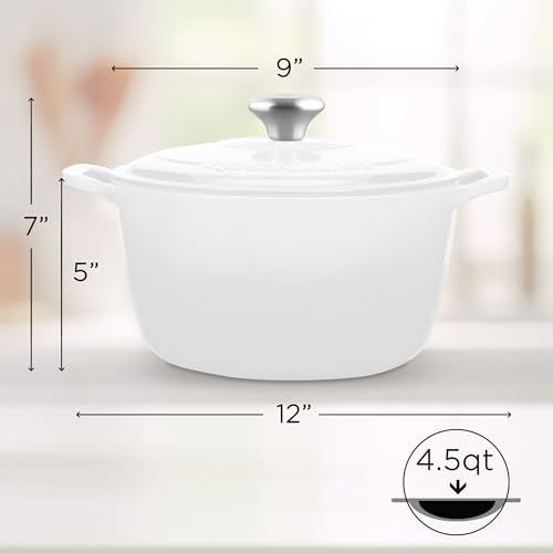 Signature Enameled Cast Iron Dutch Oven 5.5Q with Lid, Oyster Grey A277