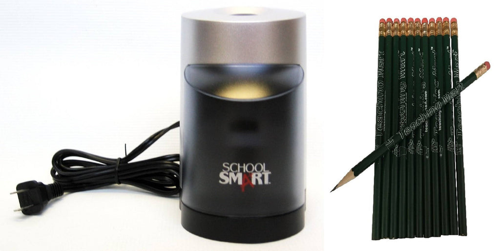 School Smart Vertical Heavy Duty Electric Pencil Sharpener Plus 12 Pack Teaching