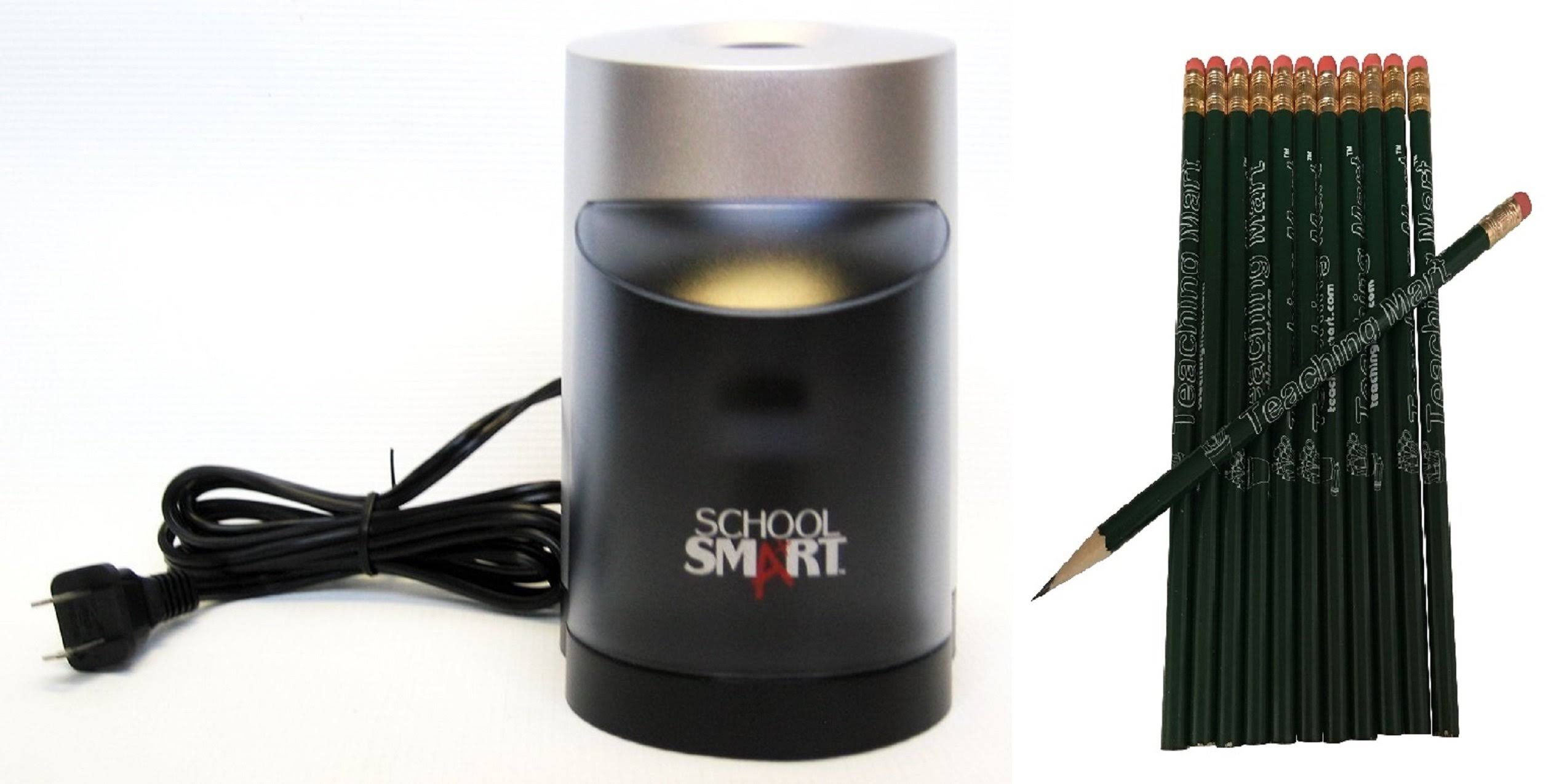 School Smart Vertical Heavy Duty Electric Pencil Sharpener Plus 12 Pack Teaching