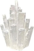 RALDMOV Hand Carved Natural White Crystal Selenite Gypsum Tower Gifts Home Decor (White, 5.9-7 inch) (Cluster) Pack of 2