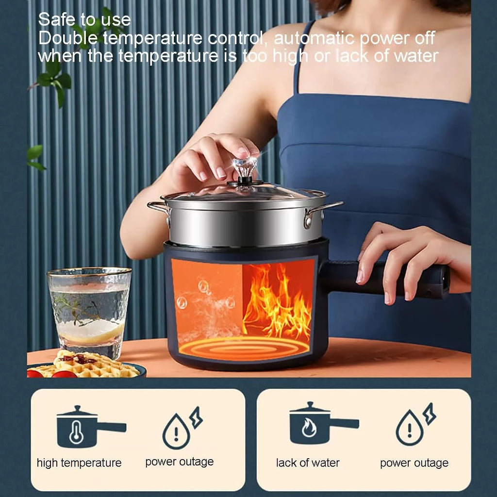 Electric Hot Pot 1.8L Non-Stick Casserole with Steamer, Green E6561