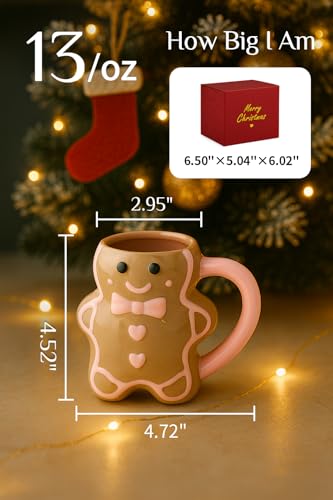 Christmas Mugs with Gingerbread Man Design, 13 oz, Gift Box Included Q496065